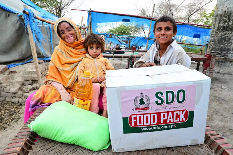 SDO provides food packs to poor families in Sindh.